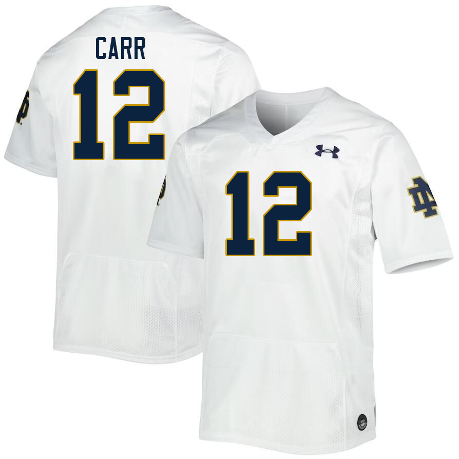 Men #12 CJ Carr Notre Dame Fighting Irish College Football Jerseys Stitched-White